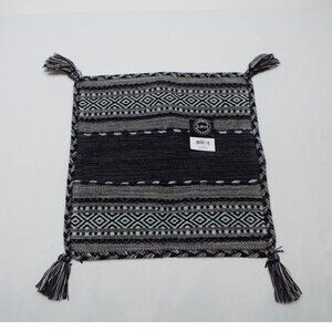 Surya 18" x 18" Cotton Black Gray Blue Braided Boho Throw Pillow Cover NEW